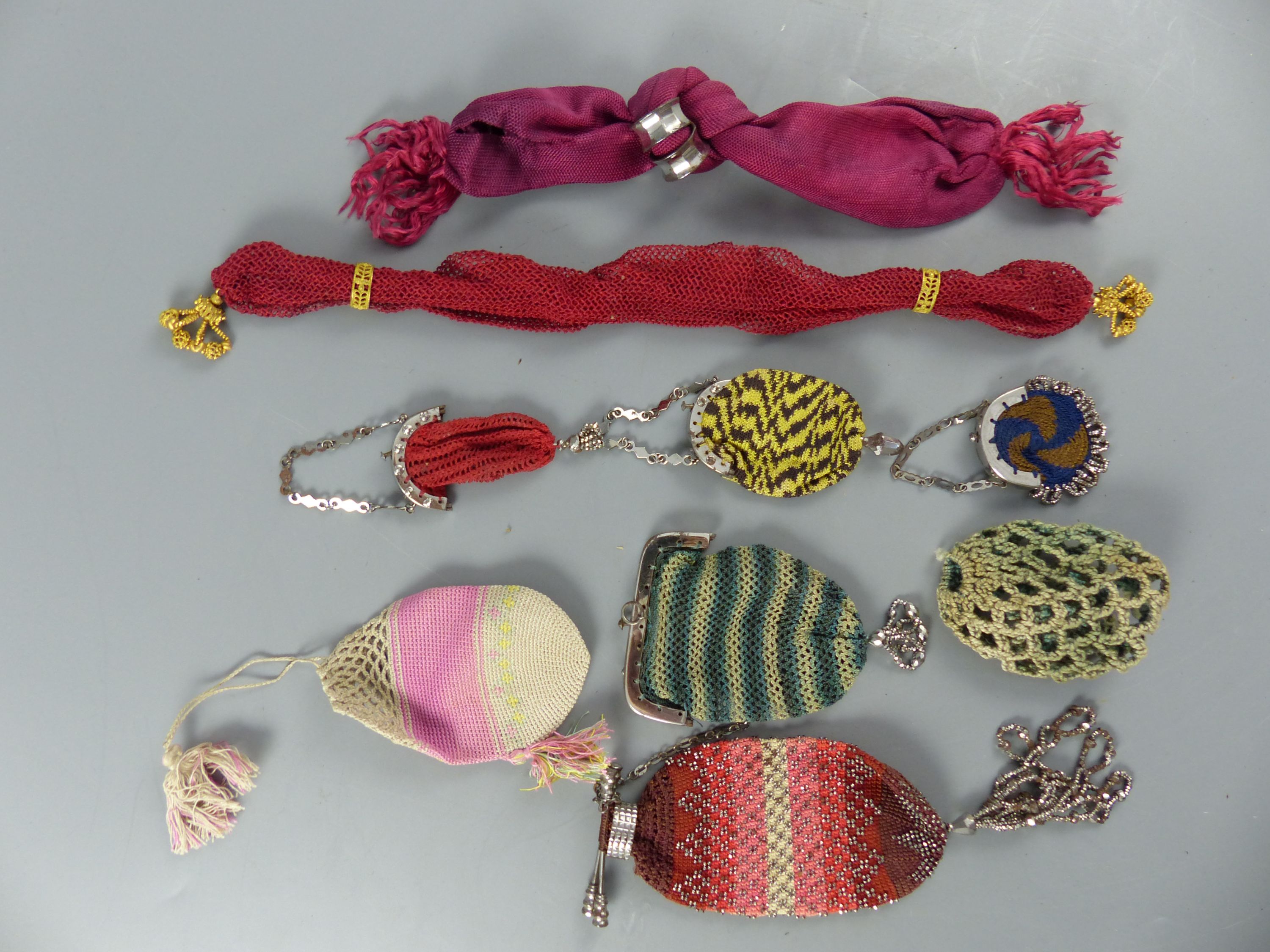 A group of assorted needlework and cut steel purses